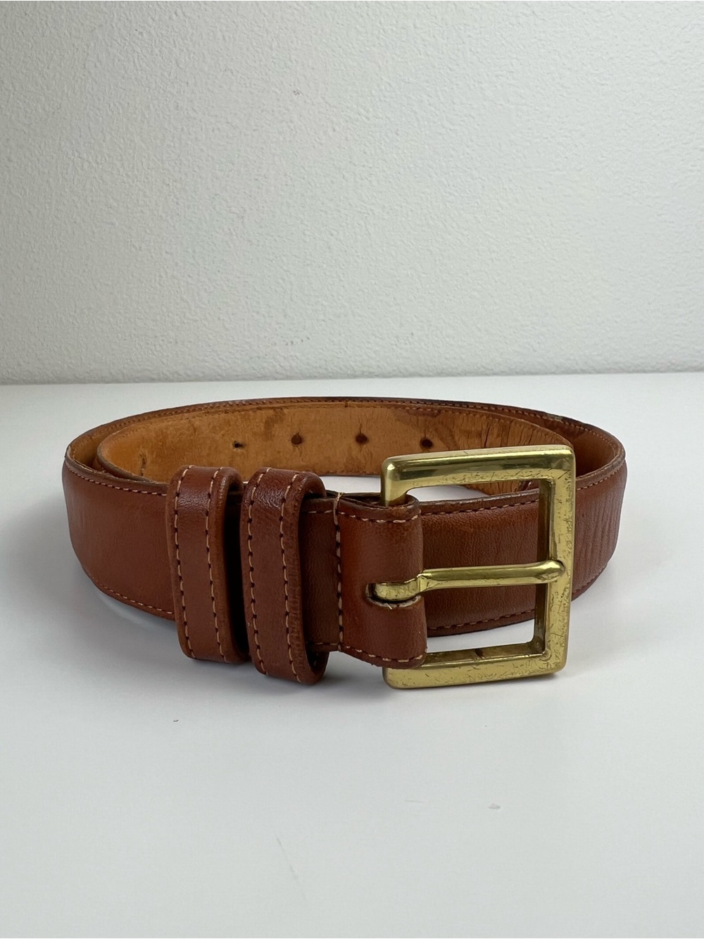 VTG Coach 7600 British Tan Glove Tanned Leather Belt‎ USA Brass Buckle 30 Preppy